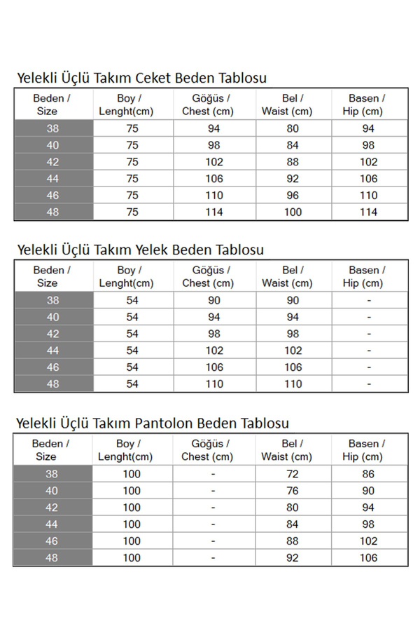 Yelekli Üçlü Takım Siyah 19222
