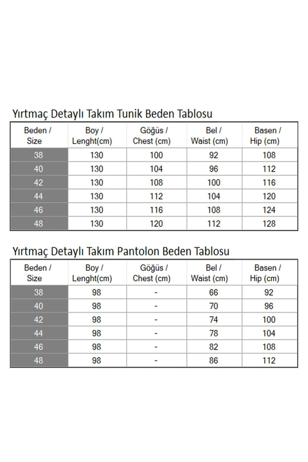 Yırtmaç Detaylı Takım İndigo 19233