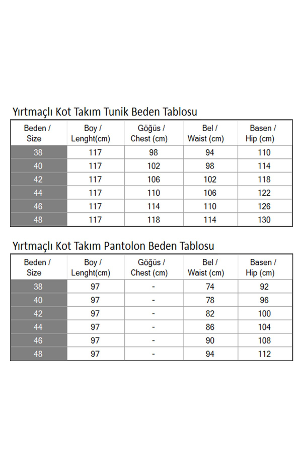 Yırtmaçlı Kot Takım Açık Mavi 19227