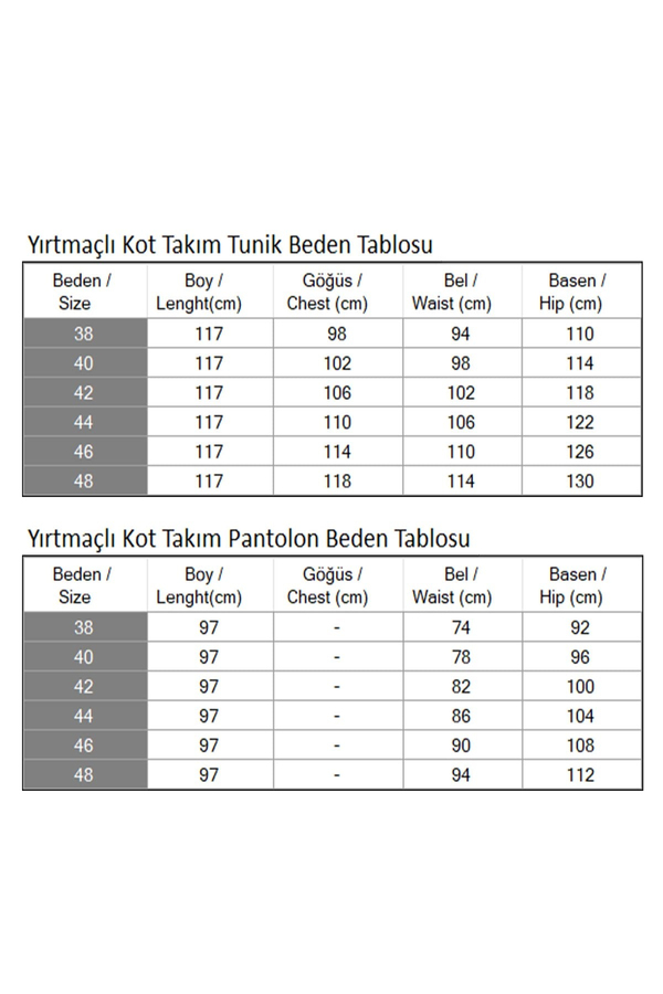 Yırtmaçlı Kot Takım Koyu Mavi 19227