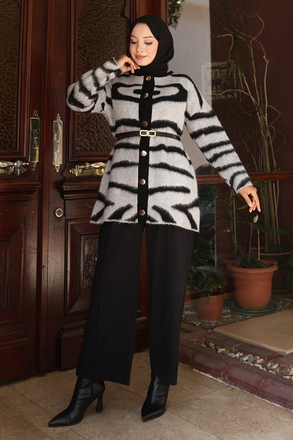 Zebra Desenli Triko Takım Gri 6154
