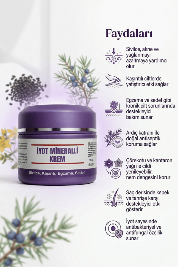 İYOT MİNERALLİ KREM- SİVİLCE-KAŞINTI-EGZAMA-SEDEF 50 ML