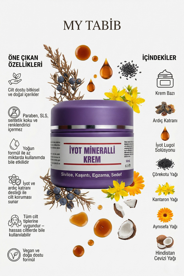 İYOT MİNERALLİ KREM- SİVİLCE-KAŞINTI-EGZAMA-SEDEF 50 ML