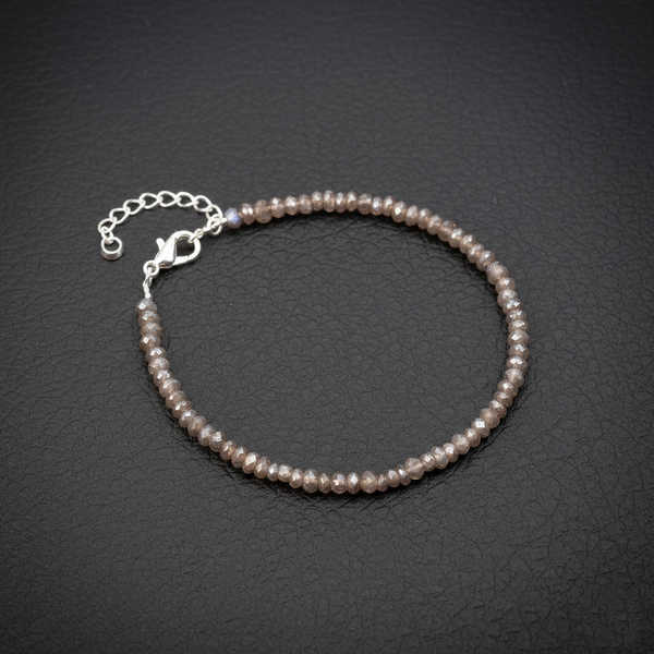 LABRADORİT TAŞI BİLEKLİK- GÜMÜŞ AKSAMLI 3 MM