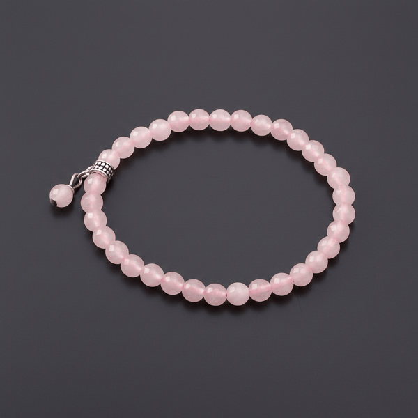 PEMBE KUVARS TAŞI ELASTİK BİLEKLİK 6 MM
