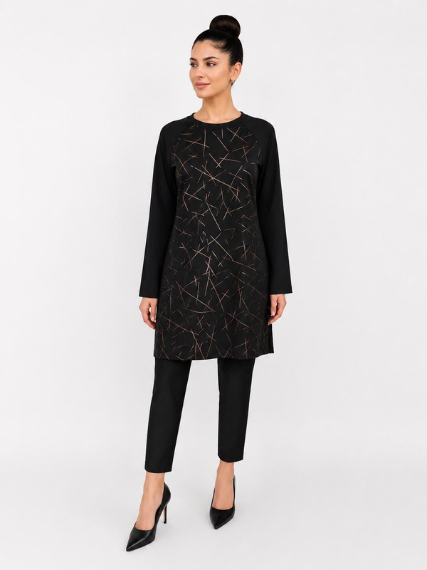 A103655 Baskı Detaylı Tunik / GOLD