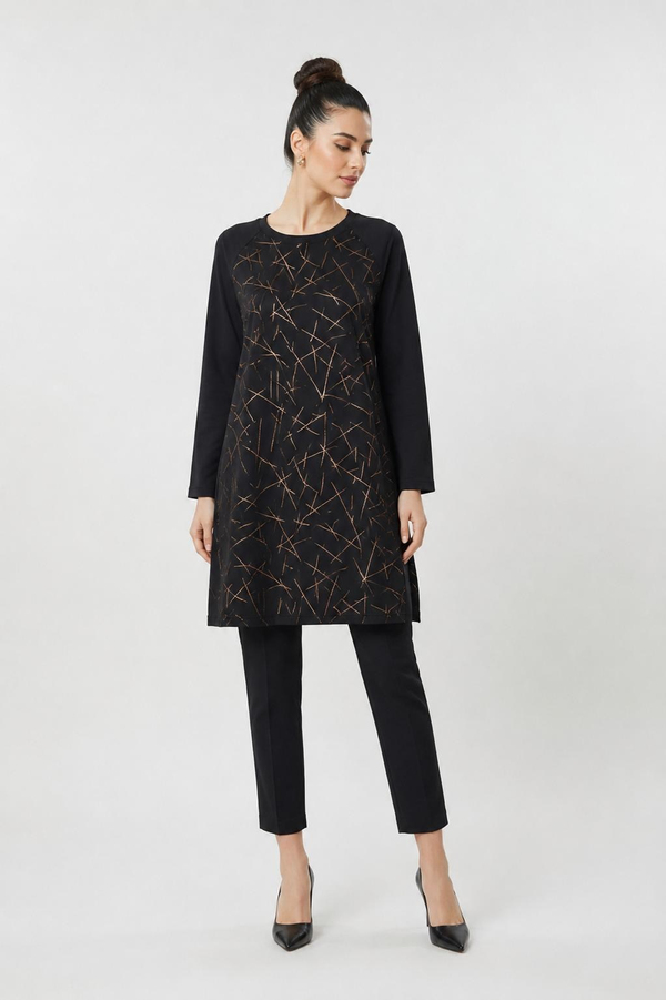 A103655 Baskı Detaylı Tunik / GOLD