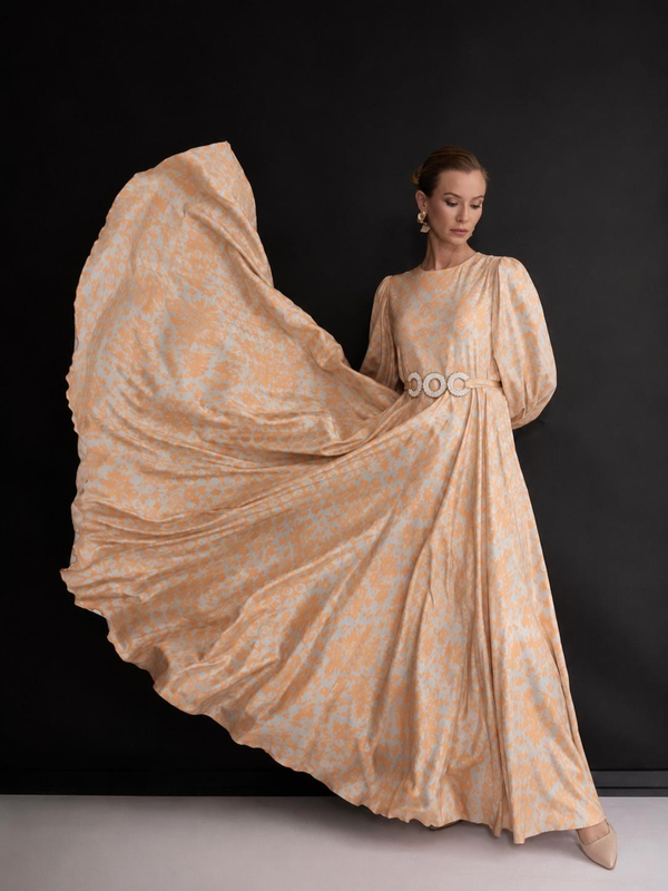 M70674 Melidia Kemeri Taşlı Elbise / ORANJ