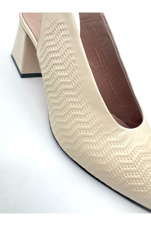 Kadın Günlük Topuklu Ayakkabı Hakiki Koyu Kahve Deri