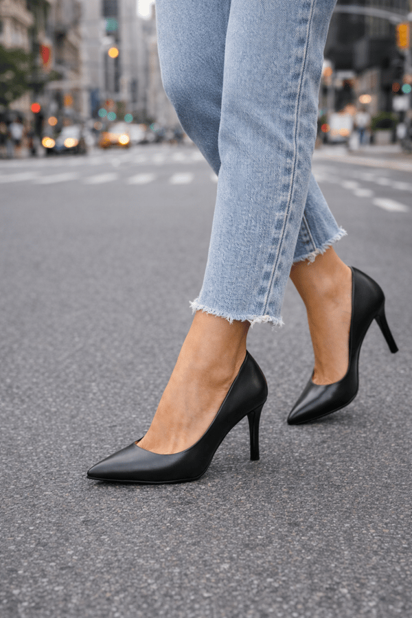 Kadın Klasik Stiletto Hakiki Siyah Deri Ayakkabı