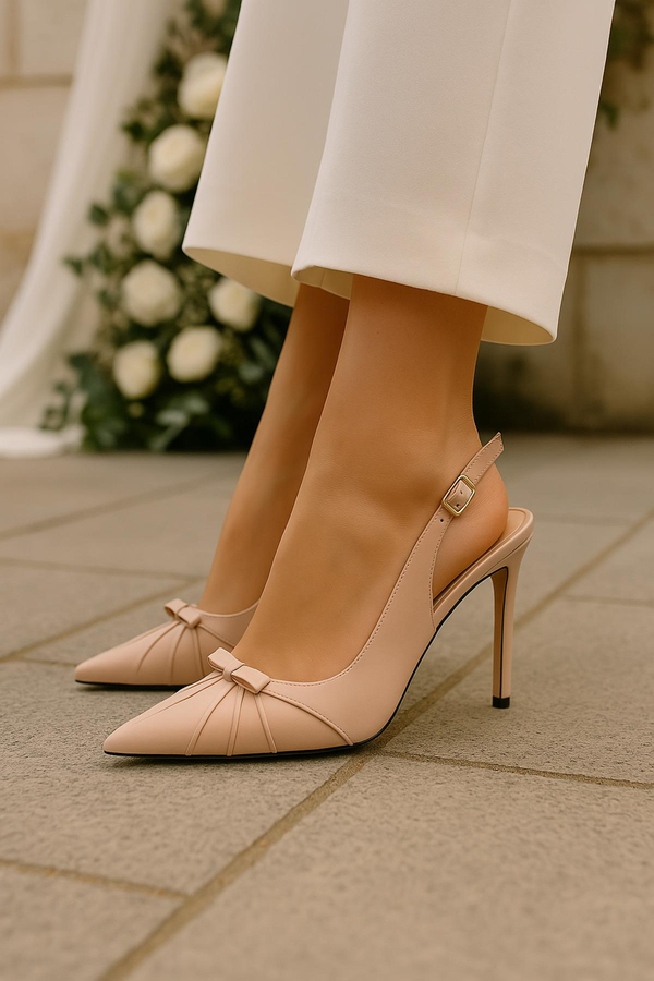 Kadın Topuklu Ayakkabı Stiletto Açık Mavi Deri