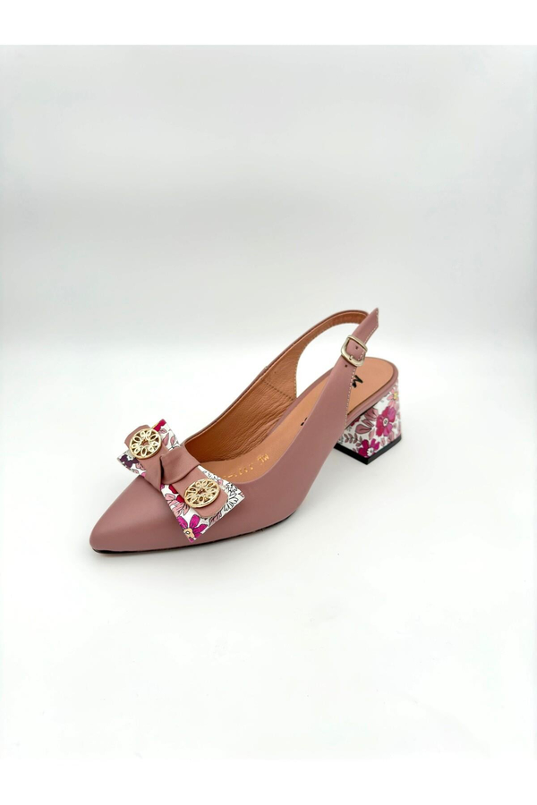 Kadın Topuklu (Zımbalı) Ayakabı Hakiki Yeşil Süet Deri