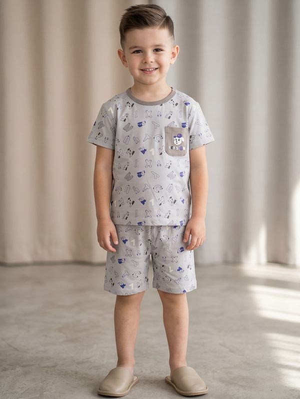 Erkek Çocuk Harfli/Sayılı Pijama Takımı 
