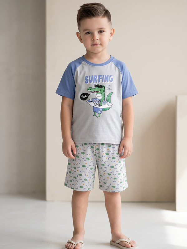 Erkek Çocuk Timsahlı Pijama Takımı 