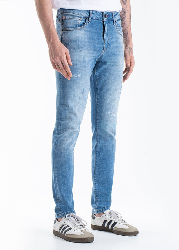 Gabbia Açık Mavi Yırtıklı Slim Fit Kot Pantolon