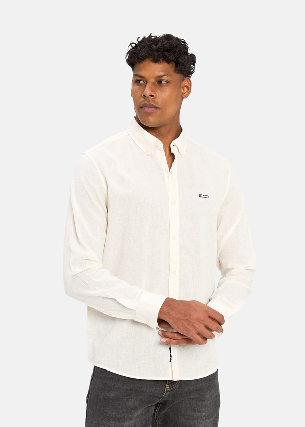 Gabbia Bej Keten Karışımlı Classic Fit Gömlek