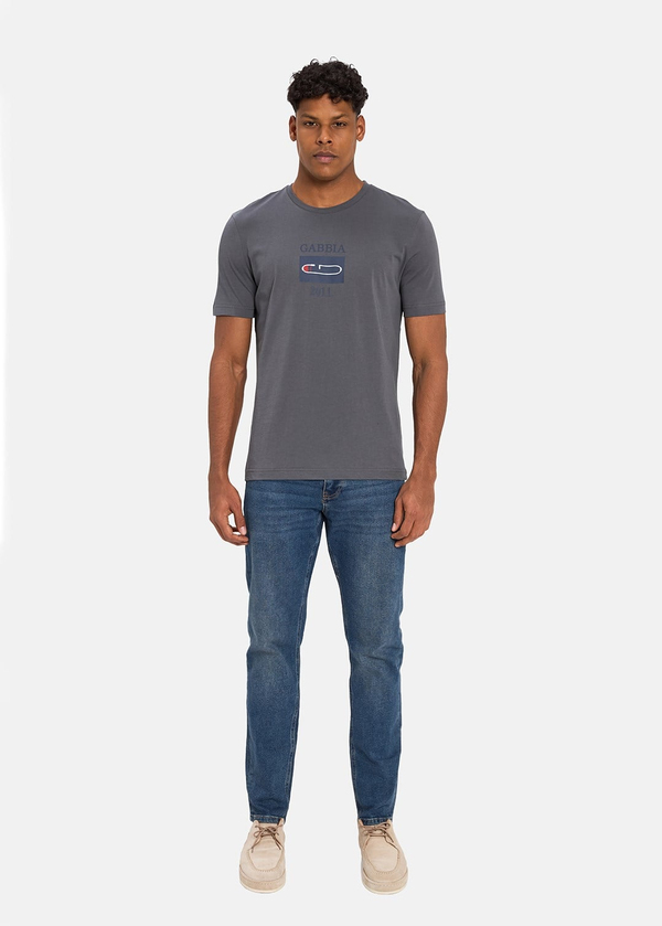 Gabbia Gri Classic Fit Baskılı T-Shirt