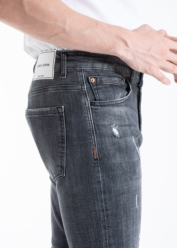 Gabbia Gri Yırtıklı Slim Fit Kot Pantolon