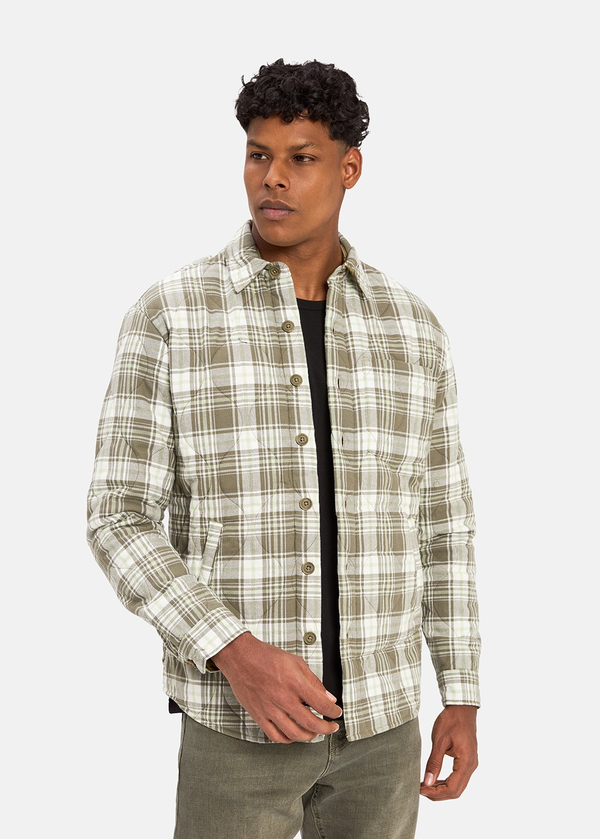 Gabbia Haki Classic Fit Ekoseli Kapitone Ceket