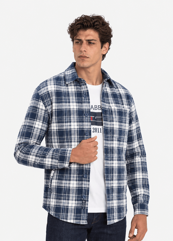 Gabbia Lacivert Classic Fit Ekoseli Kapitone Ceket
