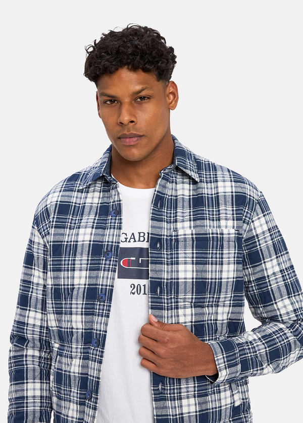 Gabbia Lacivert Classic Fit Ekoseli Kapitone Ceket