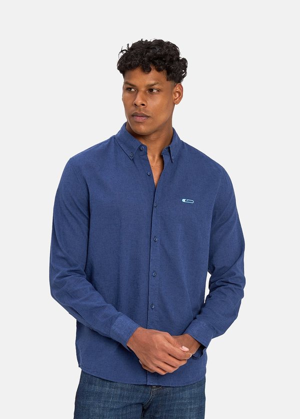 Gabbia Lacivert Keten Karışımlı Classic Fit Gömlek