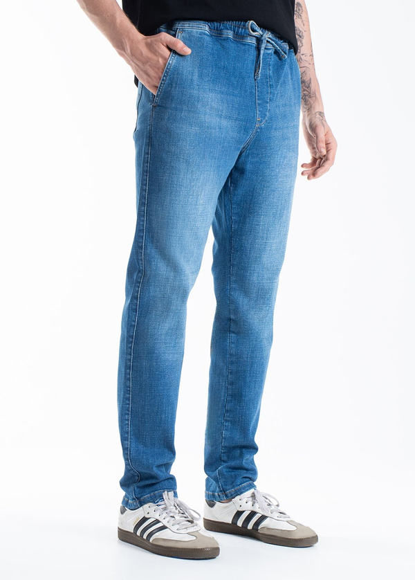 Gabbia Mavi Beli Lastikli Regular Fit Kot Pantolon