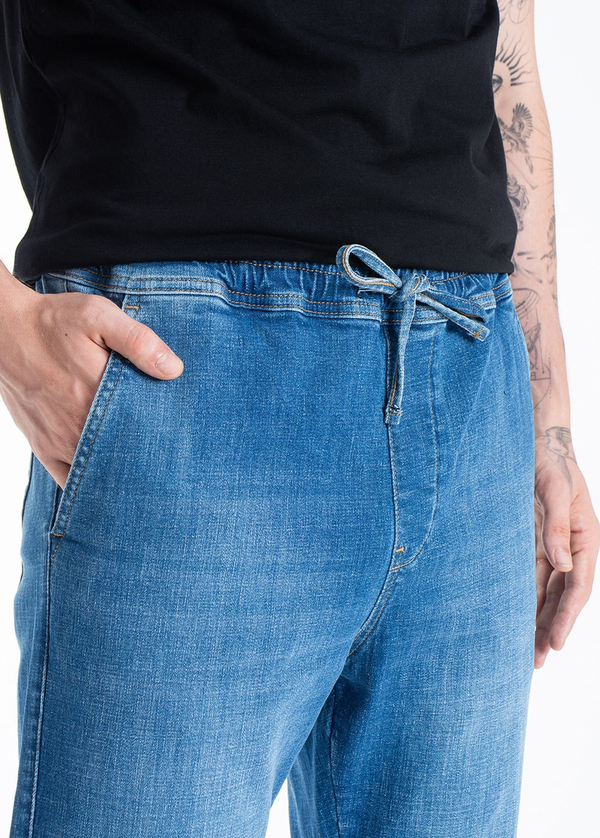 Gabbia Mavi Beli Lastikli Regular Fit Kot Pantolon