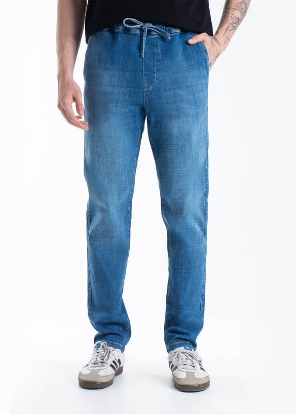 Gabbia Mavi Beli Lastikli Regular Fit Kot Pantolon