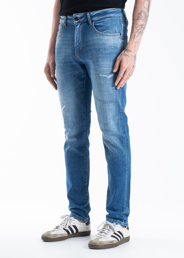 Gabbia Mavi Yırtıklı Slim Fit Kot Pantolon