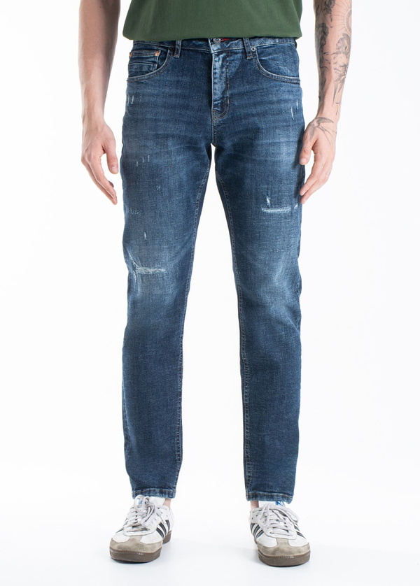 Gabbia Mavi Yırtıklı Slim Fit Kot Pantolon
