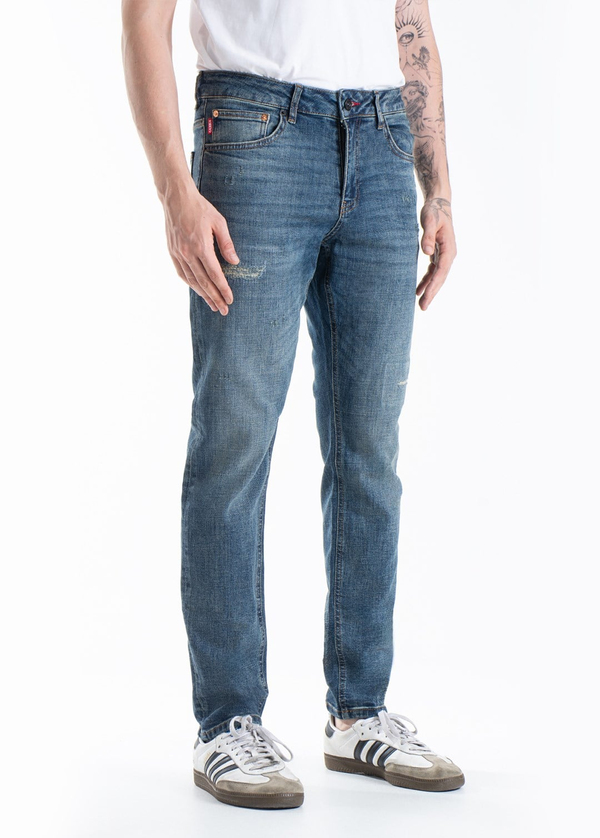 Gabbia Mavi Yırtıklı Slim Fit Kot Pantolon