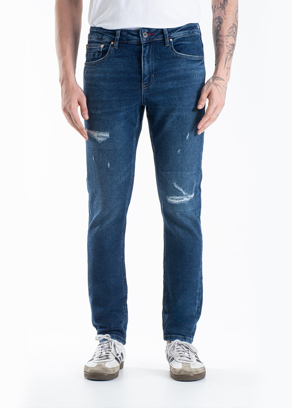 Gabbia Mavi Yırtıklı Slim Fit Kot Pantolon
