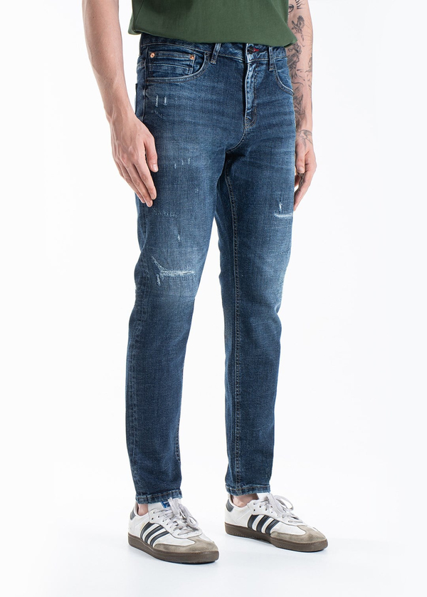 Gabbia Mavi Yırtıklı Slim Fit Kot Pantolon