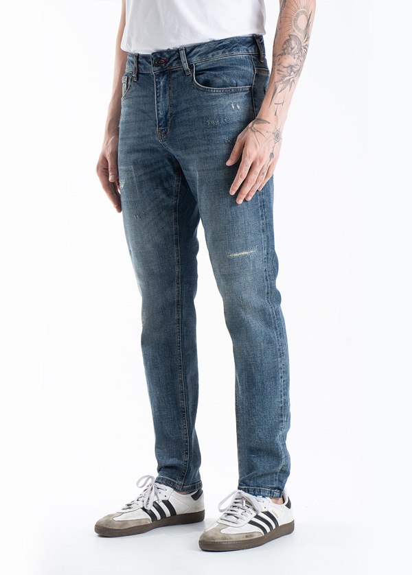 Gabbia Mavi Yırtıklı Slim Fit Kot Pantolon