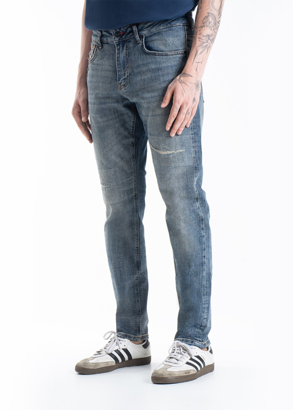 Gabbia Mavi Yırtıklı Slim Fit Kot Pantolon