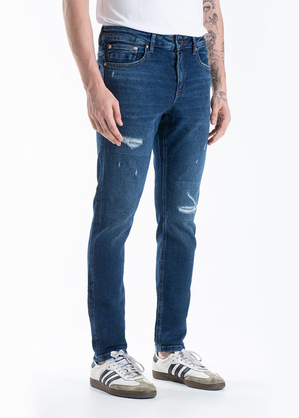 Gabbia Mavi Yırtıklı Slim Fit Kot Pantolon