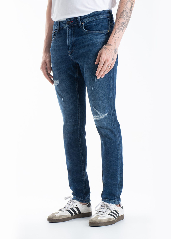 Gabbia Mavi Yırtıklı Slim Fit Kot Pantolon