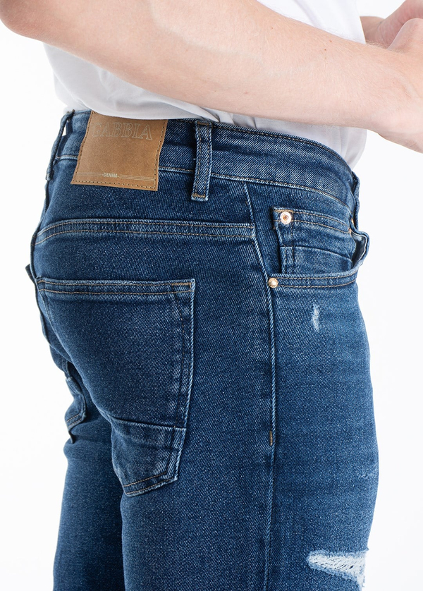 Gabbia Mavi Yırtıklı Slim Fit Kot Pantolon