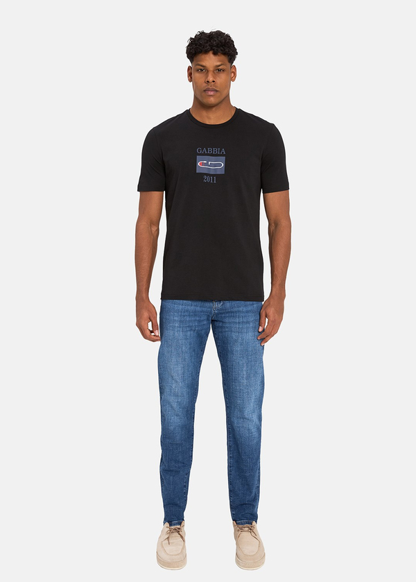 Gabbia Siyah Classic Fit Baskılı T-Shirt