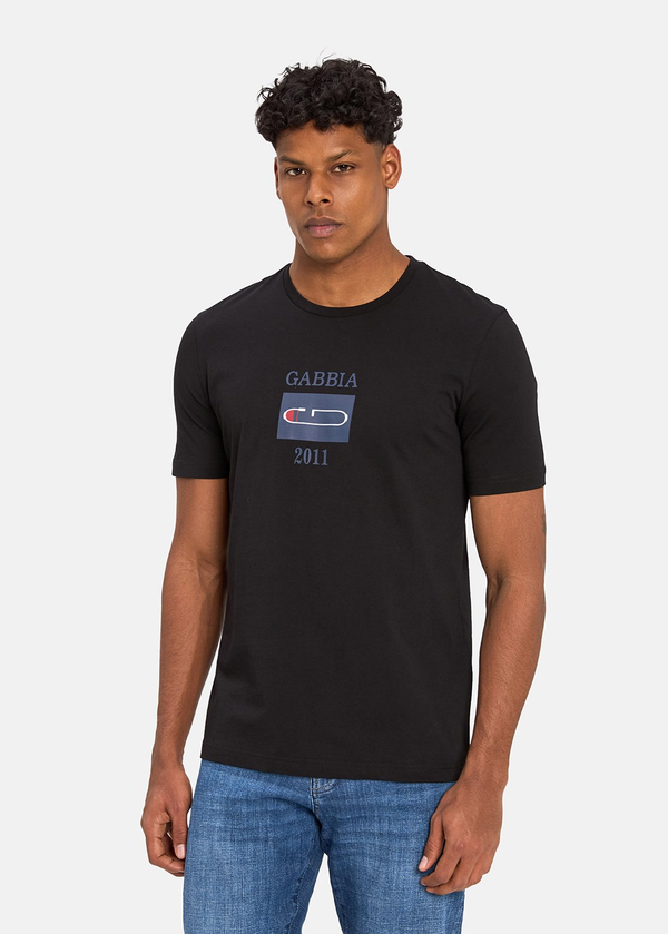 Gabbia Siyah Classic Fit Baskılı T-Shirt