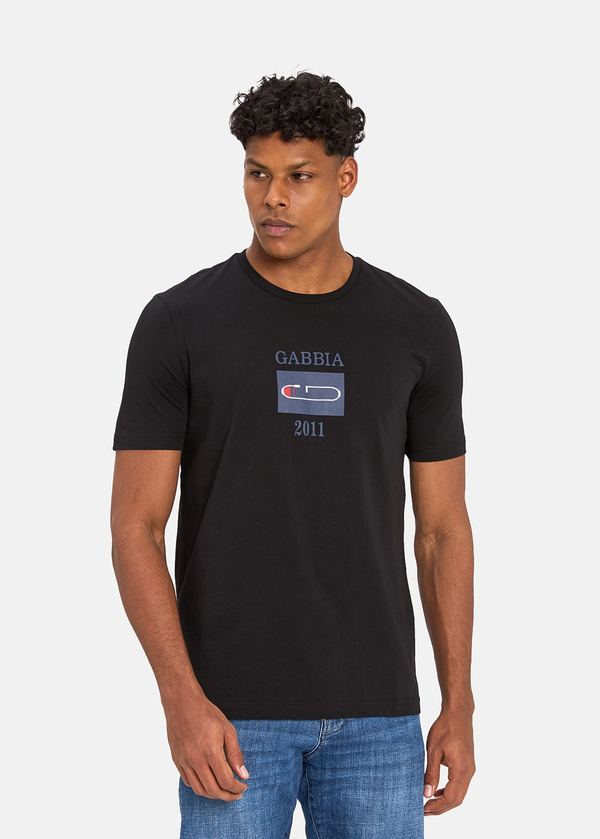 Gabbia Siyah Classic Fit Baskılı T-Shirt