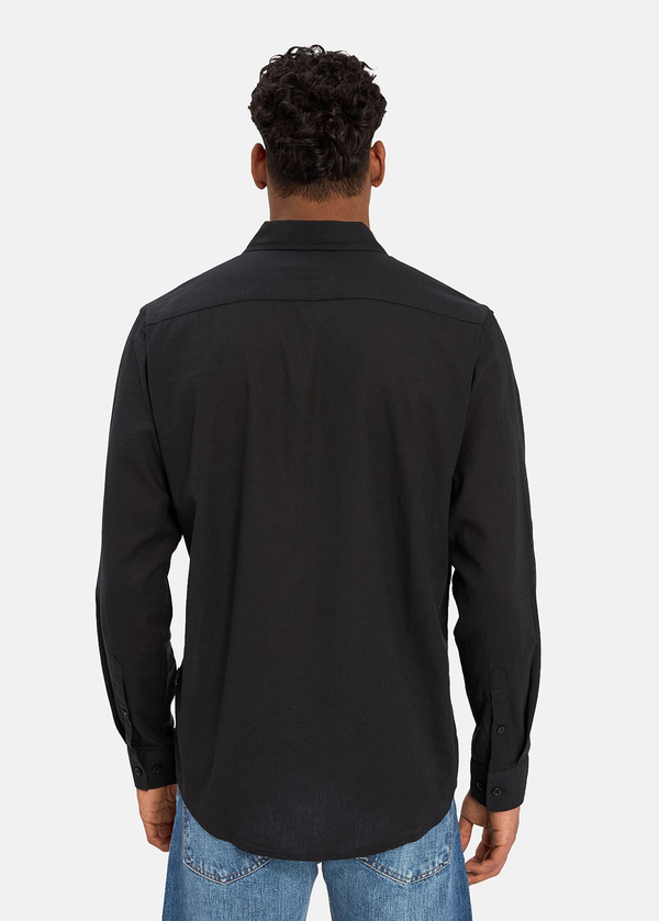 Gabbia Siyah Keten Karışımlı Classic Fit Gömlek