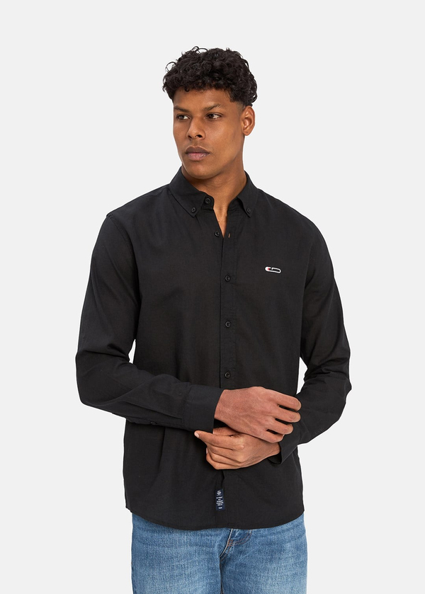 Gabbia Siyah Keten Karışımlı Classic Fit Gömlek