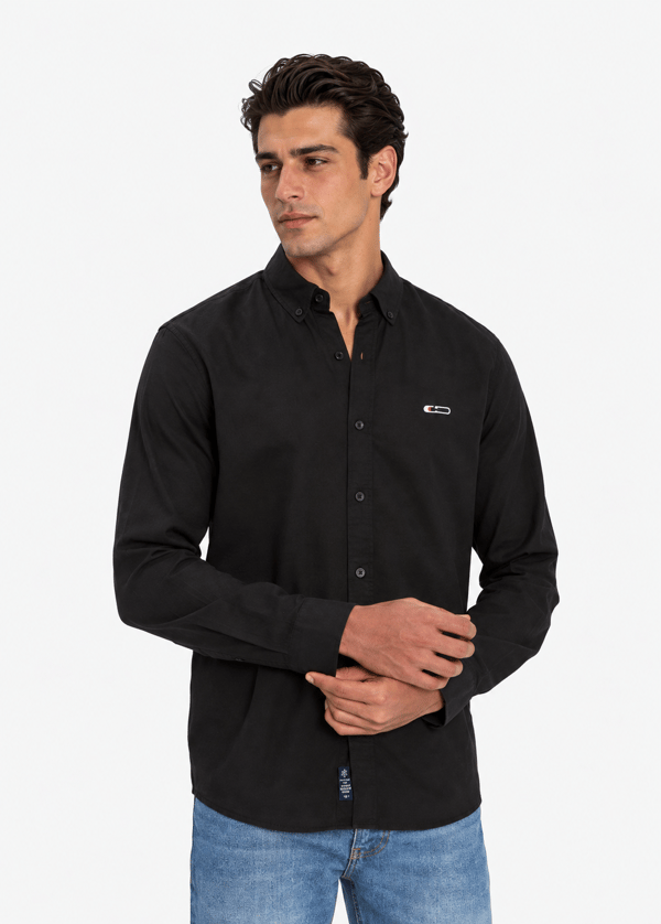 Gabbia Siyah Keten Karışımlı Regular Fit Gömlek