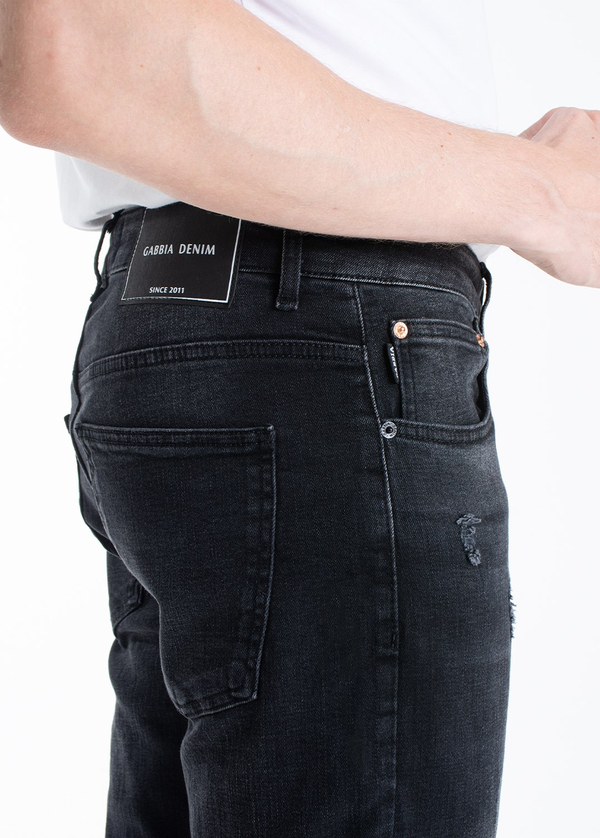 Gabbia Siyah Yırtıklı Slim Fit Kot Pantolon