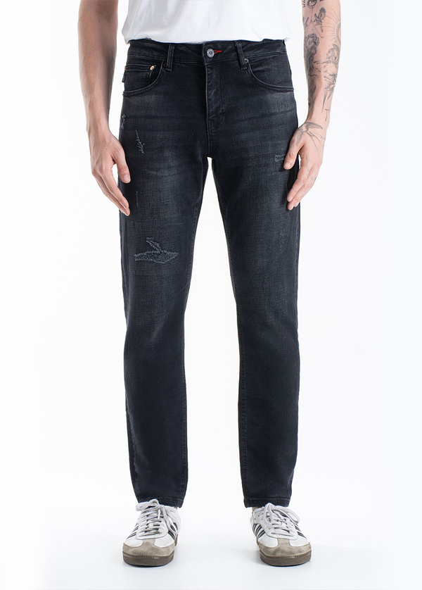 Gabbia Siyah Yırtıklı Slim Fit Kot Pantolon
