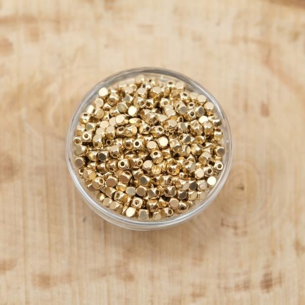 Açık Altın Sarısı Nugget Metal Boncuk 4 mm