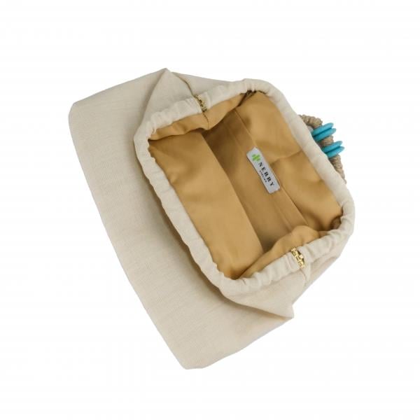 Blue Feel Bej Clutch Kadın El Çantası-Nerry Atelier