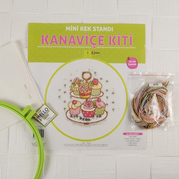 Kanaviçe Nakış Kiti Mini Kek Standı 24 Cm